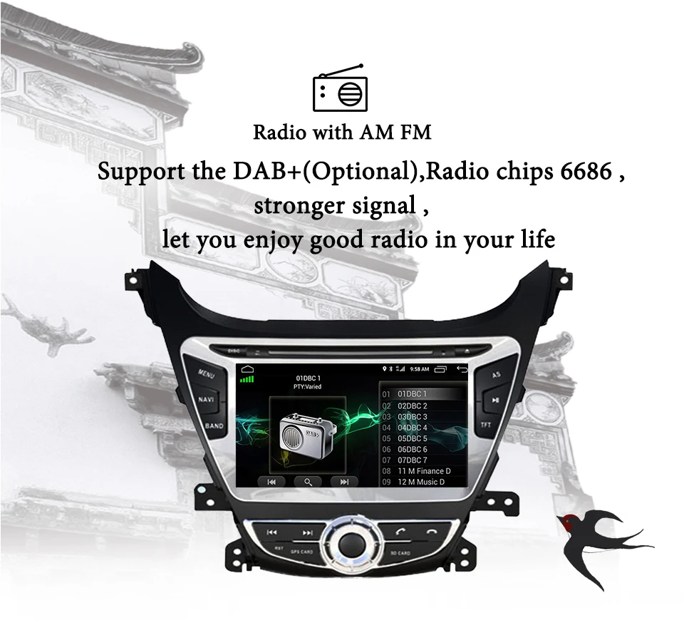 Sale Octa Core Android 9.0 4GB+64G ROM Car DVD Player Navigation GPS Video music Fit Hyundai Elantra 2014 2015  Radio Stereo Audio 5