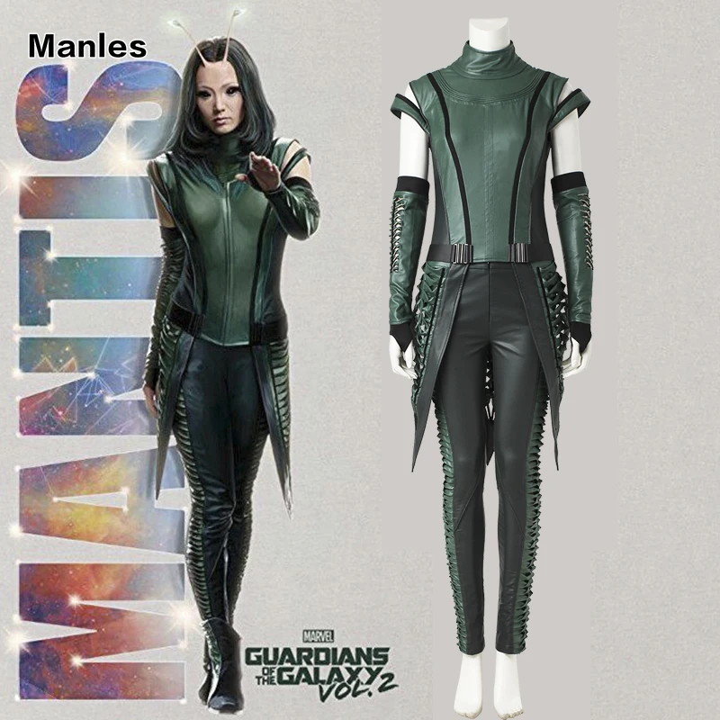 

Guardians of the Galaxy 2 Cosplay Mantis Costume Adult Women Halloween Carnival Outfit Superhero Lorelei Green Movie Leather