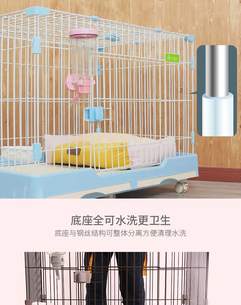 NEW Dog Kennel Pet Cage with Toilet& Wheel for Small Dog Cute Pet Cat Cage Villa Pet Supplies Cat Toy Dog Cage S/M/L Size