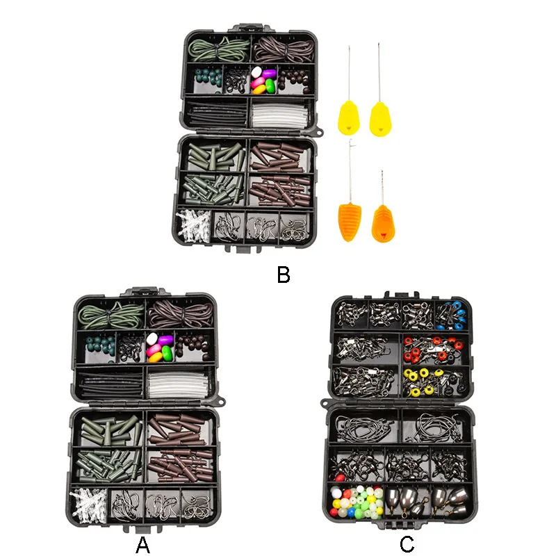 2018 Рыбалка 160 шт./кор. рыболовные принадлежности крючки Вертлюги свинцовый рыболовный грузик с кольцом Карп рыболовные снасти Коробки