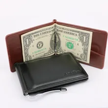 Горячая Распродажа модные новые мужские Зажимы для денег черный коричневый PU кожаный 2 сложенный открытый зажим для денег с карманом Зажимы для денег
