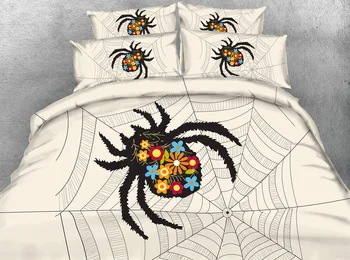 

JF-206 Unique Spider net and flowers print duvet cover set 4pcs