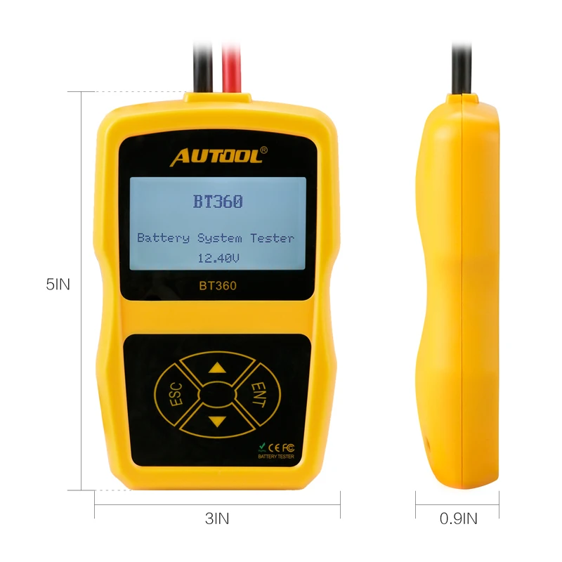 AUTOOL BT360 12 В тестер для автомобильных аккумуляторов цифровой автомобильный диагностический тестер для аккумуляторов анализатор для автомобиля инструмент для зарядки