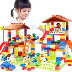 DIY красочный городской дом большая частица строительные блоки замок детские развивающие игрушки Детские совместимые леггинсы duplo забавные