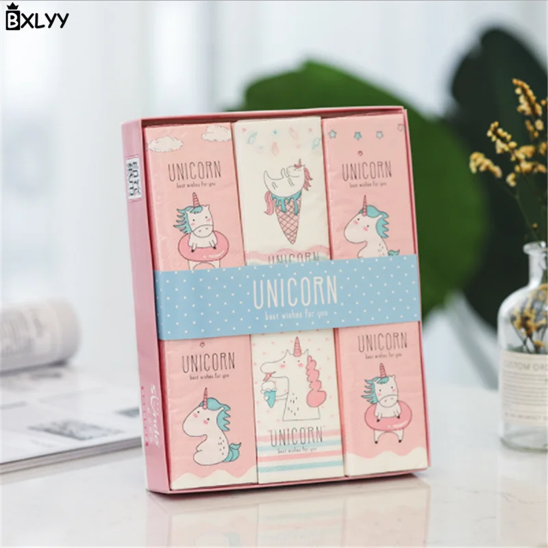 

BXLYY Hot Creative Unicorn Pattern Paper Towel Printing Handkerchief Paper Portable Disposable Paper Towel Party Decoration.7z
