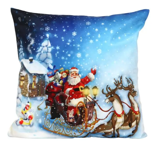 

45*45cm Merry Christmas Santa Claus Pillow Case Sofa Waist Throw decorative pillows Cushion Cover decorations for home #TX