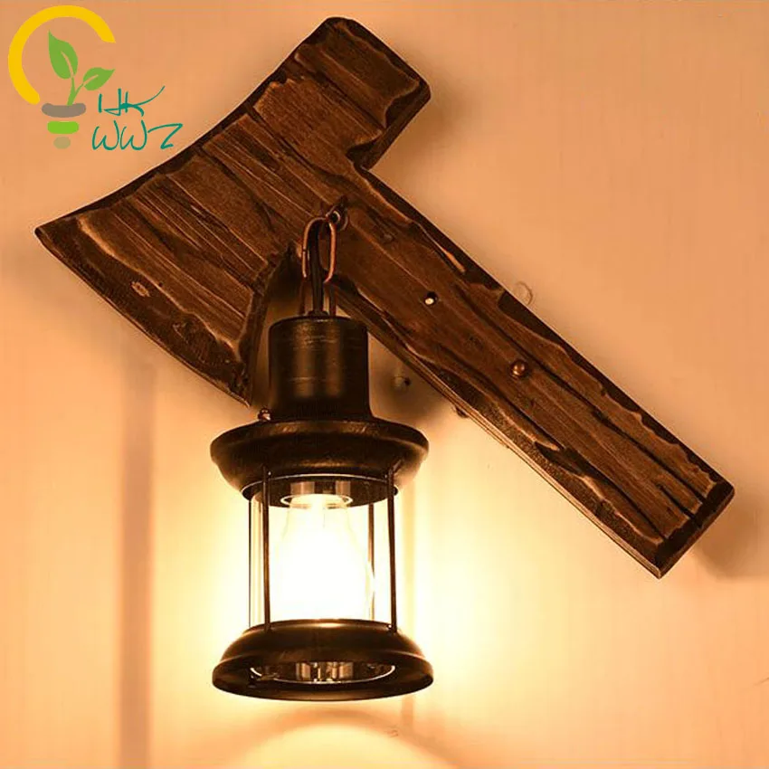 

Vintage Wall Lamp Creative Restaurant/Coffee/Bar Solid Wood Wall Light, Industrial Wind Personality Stair Lamp