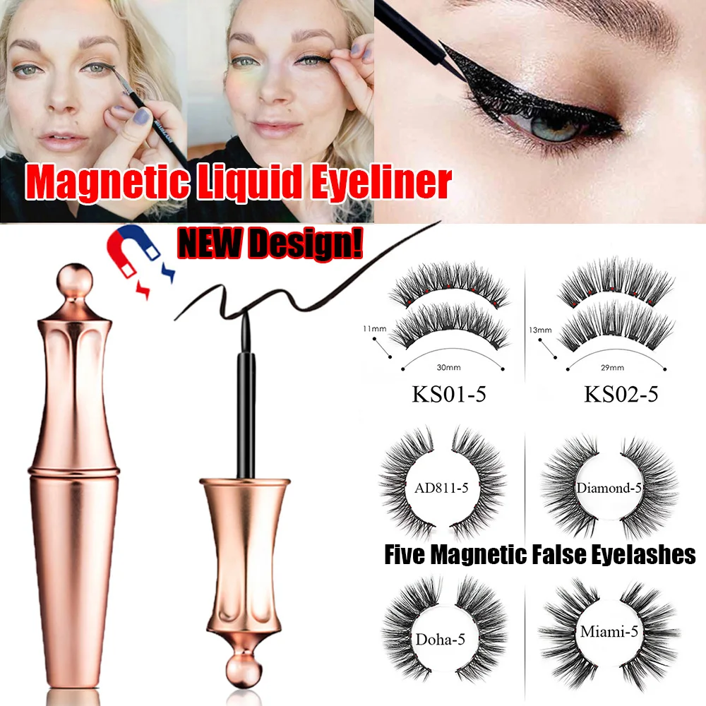 

1SET Magnetic liquid Eyeliner Or Five False Eyelashes Handmade Lashes Waterproof Eye Liner Women Eye Makeup Stylish Tools