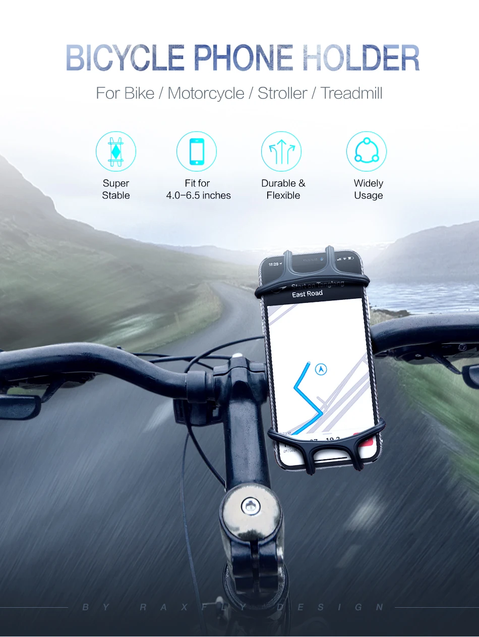 RAXFLY велосипедный держатель для телефона для iPhone samsung Xiaomi Нескользящая силиконовая Регулируемая пряжка крепление для дорожного велосипеда поддержка для 4-6,5 Дюймов