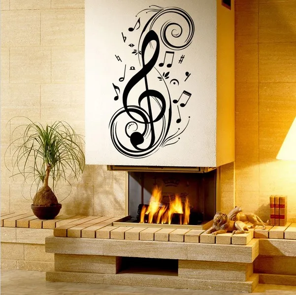 

Notes Clef Piano Music Classroom Living Room Bedroom Backdrop Stickers PVC Art Home Stairs Decorative Mural Simple Decal