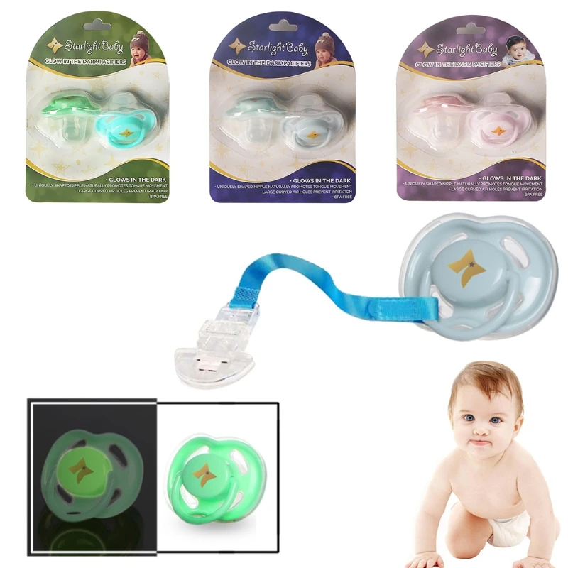 

2 Pcs Luminous Baby Pacifier Nipple Silicone Safe Glow Cover Soother Feeding Orthodontic BPA-Free Dummy-m20