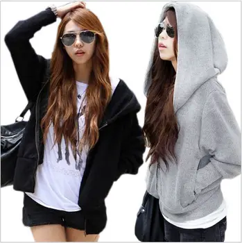 

2017 Spring And Autumn 4XL Women's Short Hoodies Bat sleeve Korean Style Loose Casual Coat Oberbekleidung Hoodie Fashion HJ4