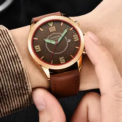 Мужские кварцевые наручные часы из кожи в стиле милитари