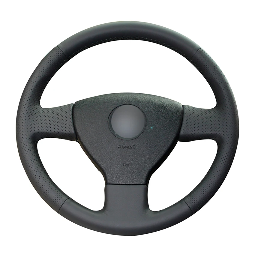OLPAY DIY Black Genuine Leather Hand Sew Car Steering Wheel Cover for Volkswagen Old VW Golf Polo Sagitar Lavida 2010 Polo