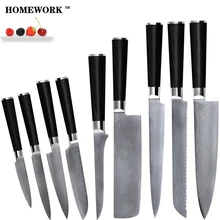 

HOMEWORK damascus knives 9 different functions of the kitchen knives 8" 8" 8" 7" 6" 5" 5" 5" 3.5" cooking tools nine-pieces set