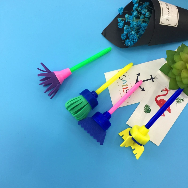 4 шт. DIY марки игрушки для детей Творческий Губка рисунок Краски кисти граффити игрушки подарки на день рождения для детей