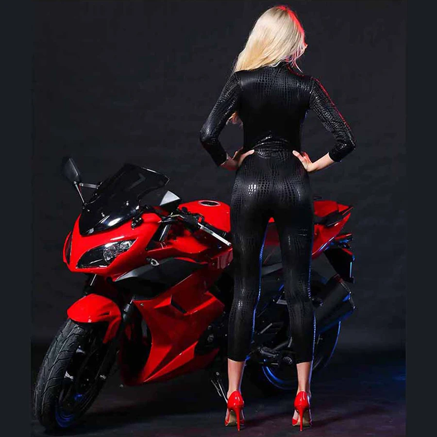 New Women Sexy Metal Snake Skin Faux Leather Zipper Jumpsuit Bodysuit Catsuit Night Club Locomotive Plus Size Pole Dance Rompers New Women Sexy Metal Snake Skin Faux Leather Zipper Jumpsuit Bodysuit Catsuit Night Club Locomotive Plus Size Pole Dance Rompers