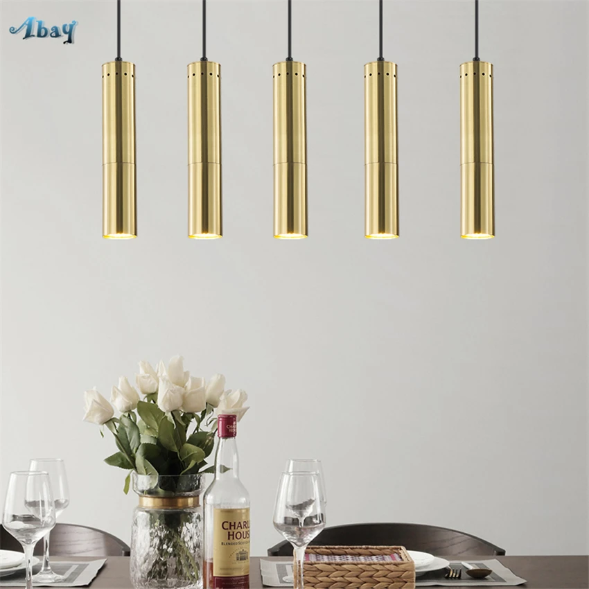 الشمال الحديثة أنبوب نحاسي الفاخرة قلادة أضواء غرفة نوم السرير طاولة طعام Droplight مطعم بار شنقا مصابيح تركيبات