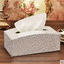 Золотая прямоугольная кожаная деревянная коробка для ткани держатель ткани коробки для бумажных салфеток для украшения дома PZJH008