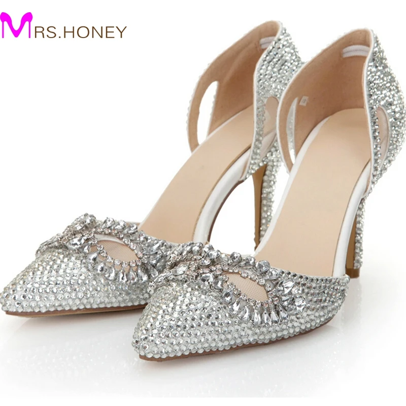 cheap silver and rhinestone shoes