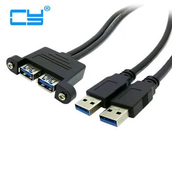 

3ft 100cm Combo Dual USB 3.0 Male to Female Extension Cable with Screw Panel Mount Holes 50CM 0.5M