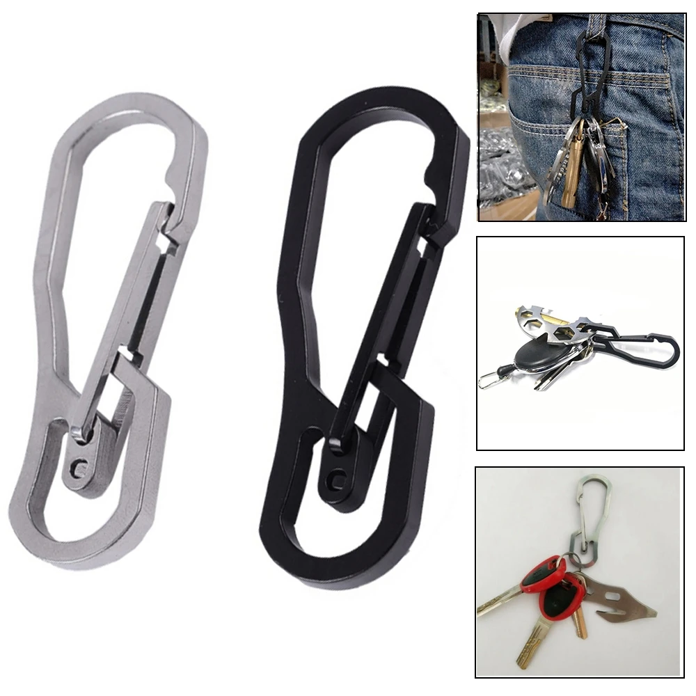 Keychain Key Ring Hook Outdoor Stainless Steel Buckle Carabiner Climbing Random