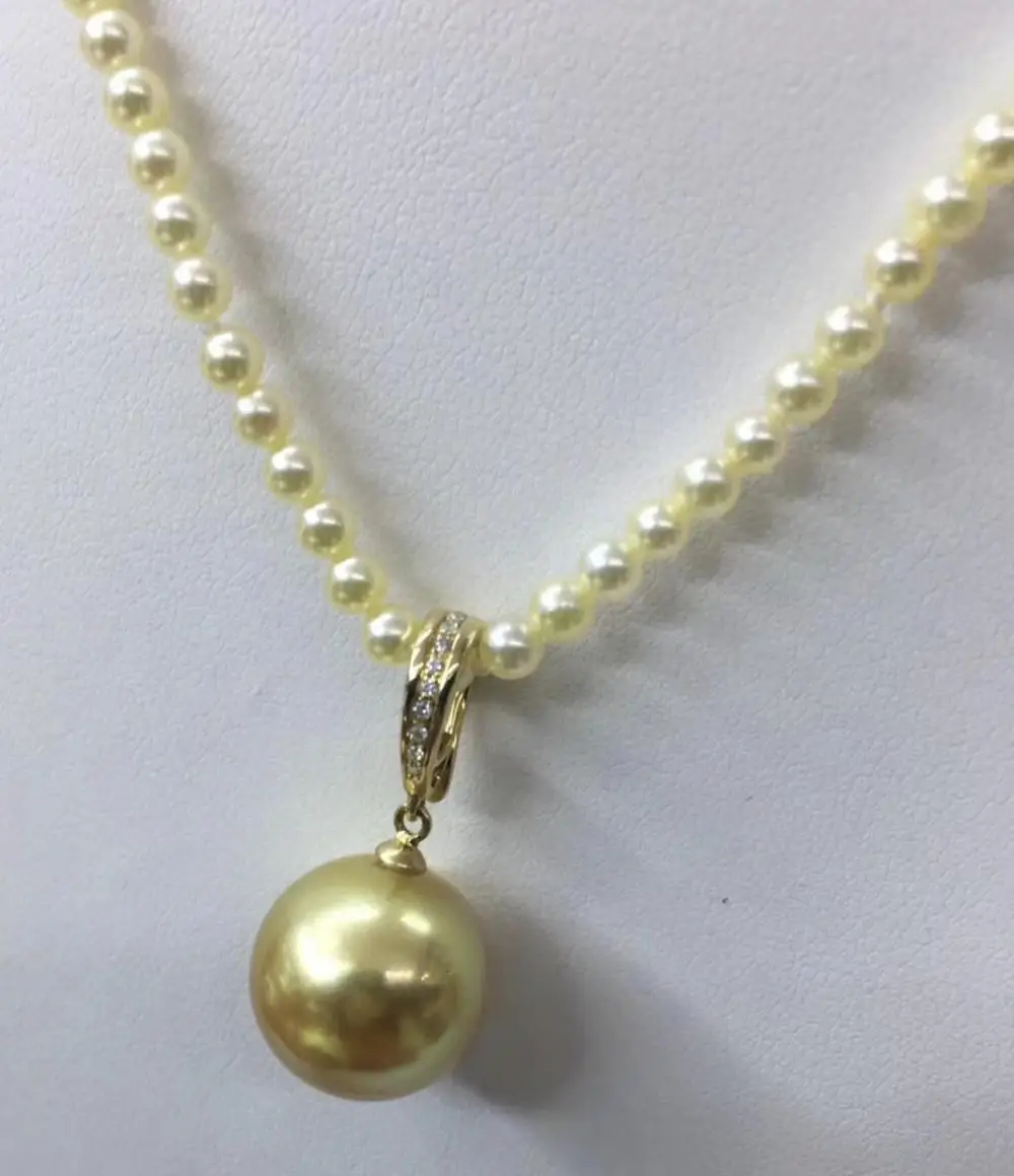 

elegant4-11mm south sea round gold pearl necklace 18inch 14k