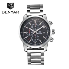 Relogio Masculino BENYAR Брендовые мужские военные часы из нержавеющей стали мужские модные водонепроницаемые спортивные кварцевые наручные часы с хронографом