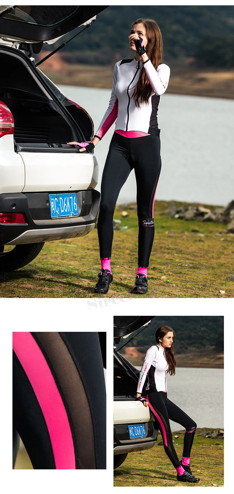 Santic Padded Quick Dry Sweatpants Cycling Pants Women Spring Summer Cycling Underwear Long Trousers Downhill Bicycle Pants