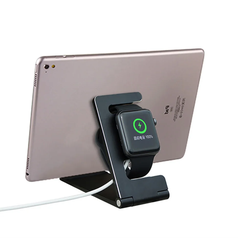 Universal Smartphone Stand Holder Angle Adjustable Charging Stand For Apple Watch 1 2 3 4 Foldable Aluminium Alloy Tablet Holder (6)