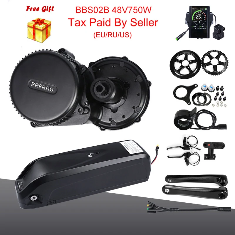

EU/US/RU No TAX 48V 750W Bafang BBS02B Mid Drive Motor Conversion Kit with Lock 12AH/17.5Ah Samsung Cell Bicycle Battery