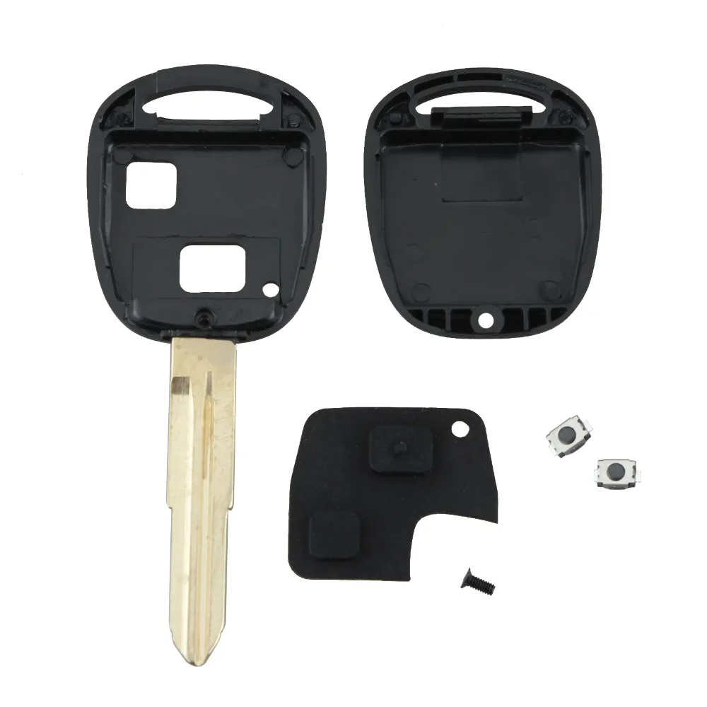 2 кнопки дистанционного ключа оболочки резиновый коврик лопасть переключателя Ремонтный комплект для Toyota Yaris авто ключ Ремонт корпус оболочки с Uncut Blade
