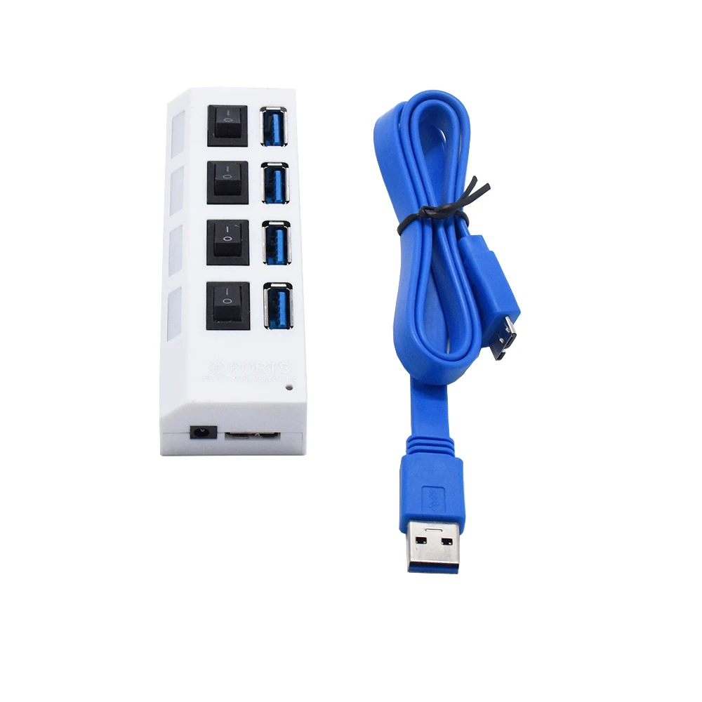 USB 3,0 хаб Mutil концентратор usb-порт 5 Гбит/с 4 порта мини USB разветвитель с независимым переключателем USB считыватель концентраторов