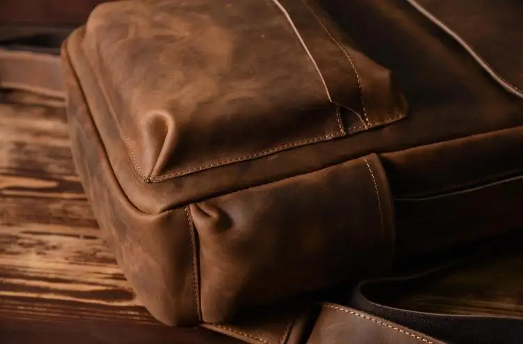 Брендовый дизайнерский мужской рюкзак из натуральной кожи Crazy Horse, винтажный рюкзак с несколькими карманами, повседневный винтажный рюкзак ручной работы