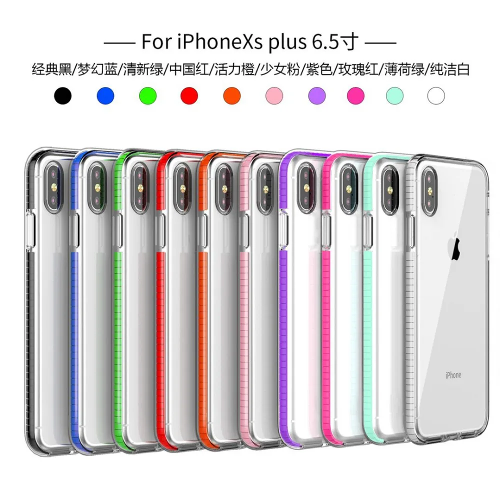 

Ultra Thin Contrast color Phone Case For iphne 6 6s 7 8 Plus Transparent TPU Protective Cover For iphone X XR XS MAX Shell Coque