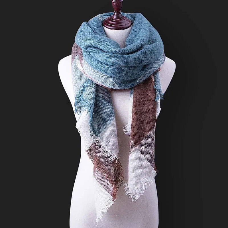 

SuperB&G fashion Women Winter Scarf Lattice Autumn Winter Triangle Wram Plaid Scarves Ladies Shawl Female 140*140*210cm