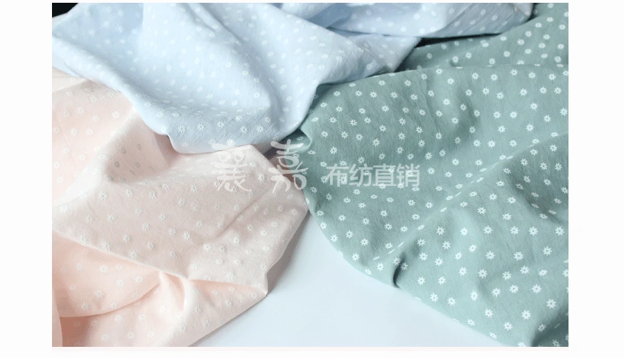 White flower 100*140cm Cotton Crepe Fabric Wear Gauze Printing Seersucker Pants Mosquito Pajamas Fabric D30