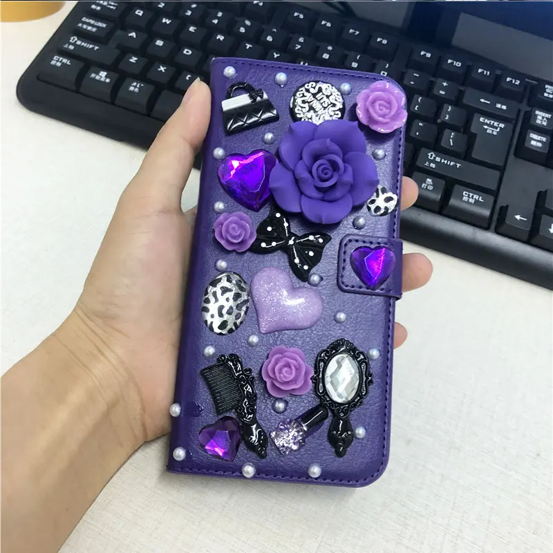 Кожаный чехол бумажник XINGDUO с 3D цветами и стразами для Samsung Galaxy S20/S20E/S20 ultra S7 Edge/S8/S8