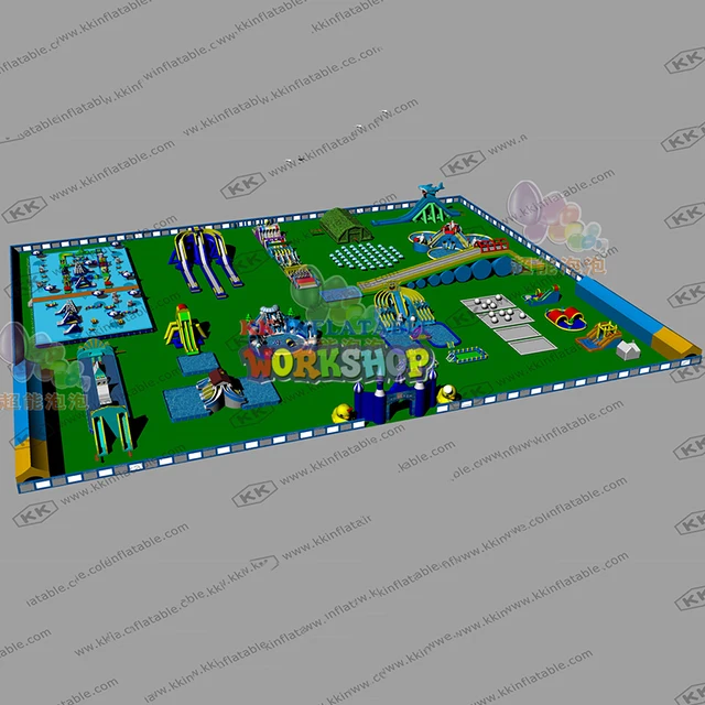 Custom Attractive Inflatable Commercial Popular PVC Tarpaulin Inflatable Water Slide Park with Bracket pool 2