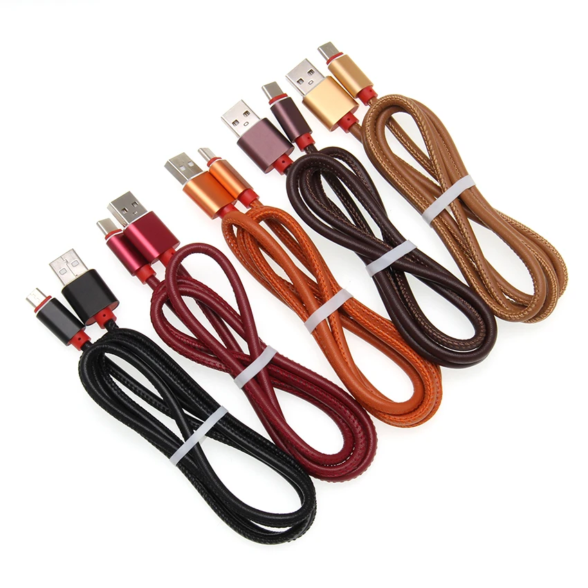 USB кабели для IPhone X, 8, 7, длина 1 м модные плетеный из полиуретановой кожи Micro USB кабель для huawei Xiaomi Тип C кабель для samsung S7 100 шт
