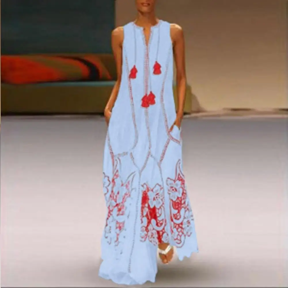 

2019 Summer Plus Size S-5XL Dress Loose Butterfly Print Sleeveless For Women Casual Long Maxi Dress Freeship Dress