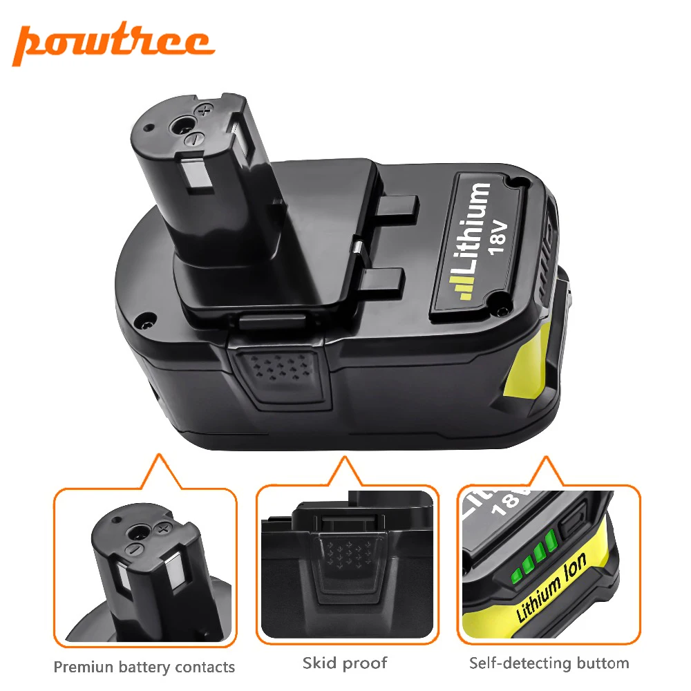 Аккумуляторная батарея Powtree P108 P 108 для Ryobi 18 в 6000 мАч li ion аккумулятор RB18L40 P2000 P310 BIW180 L30|Перезаряжаемые батареи|
