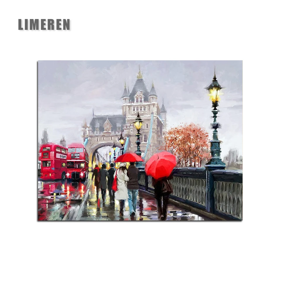 

Oil painting By Number London Street Lovers Abstract Coloring Paint By Number Decorative Acrylic Printed Canvas Painting Picture