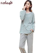Модные брендовые новые хлопковые пижамы, Осень-зима, домашний костюм, одежда для сна для женщин, с длинным рукавом, в полоску, пижамный комплект, pijamas mujer A798