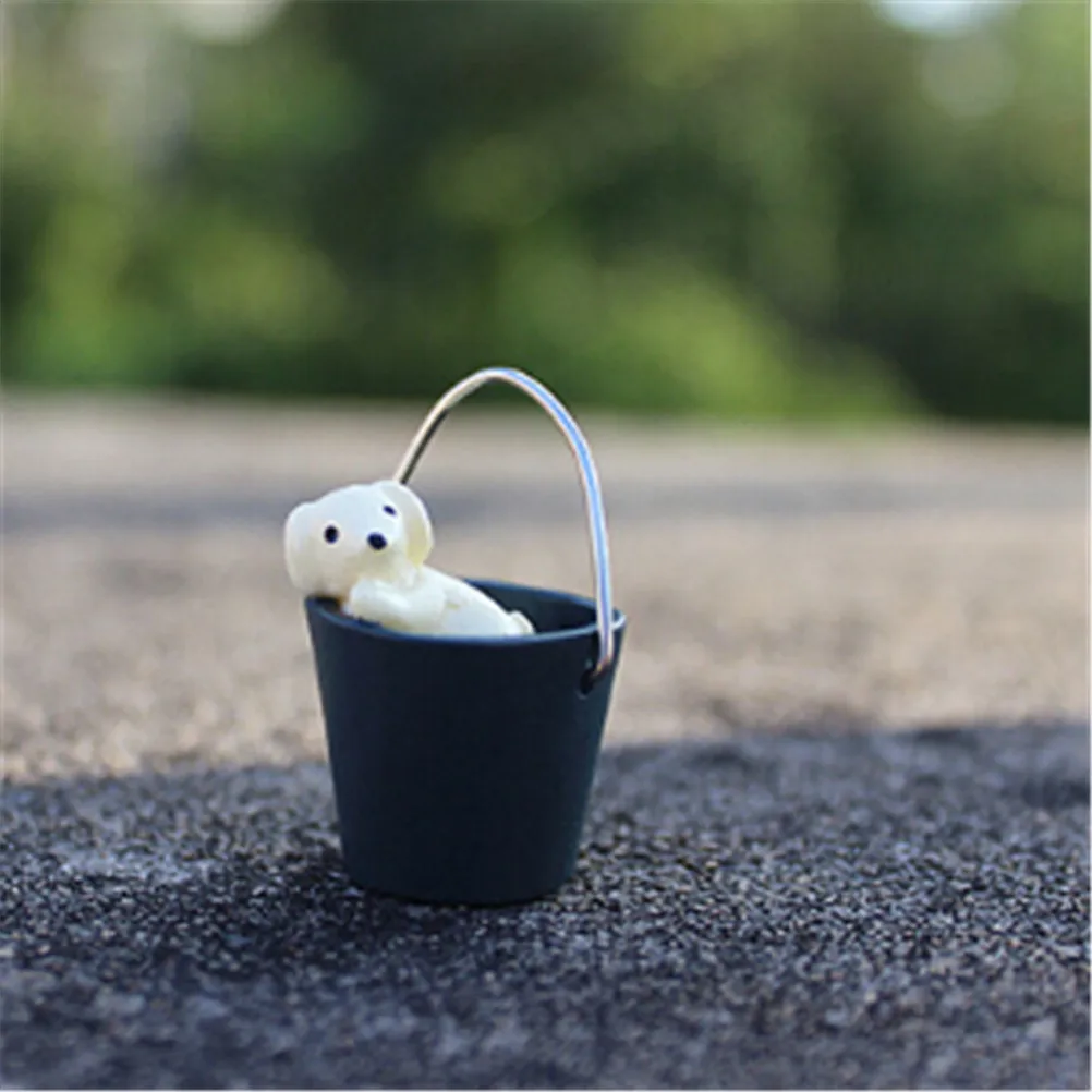 1 Pcs Action Figure Puppy Bucket Dog Micro Model Cartoon Toy New