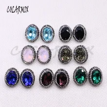 10 пар, разноцветные каменные серьги, граненые серьги овальной формы, серьги Друза,, ювелирное изделие с драгоценным камнем для женщин 4266
