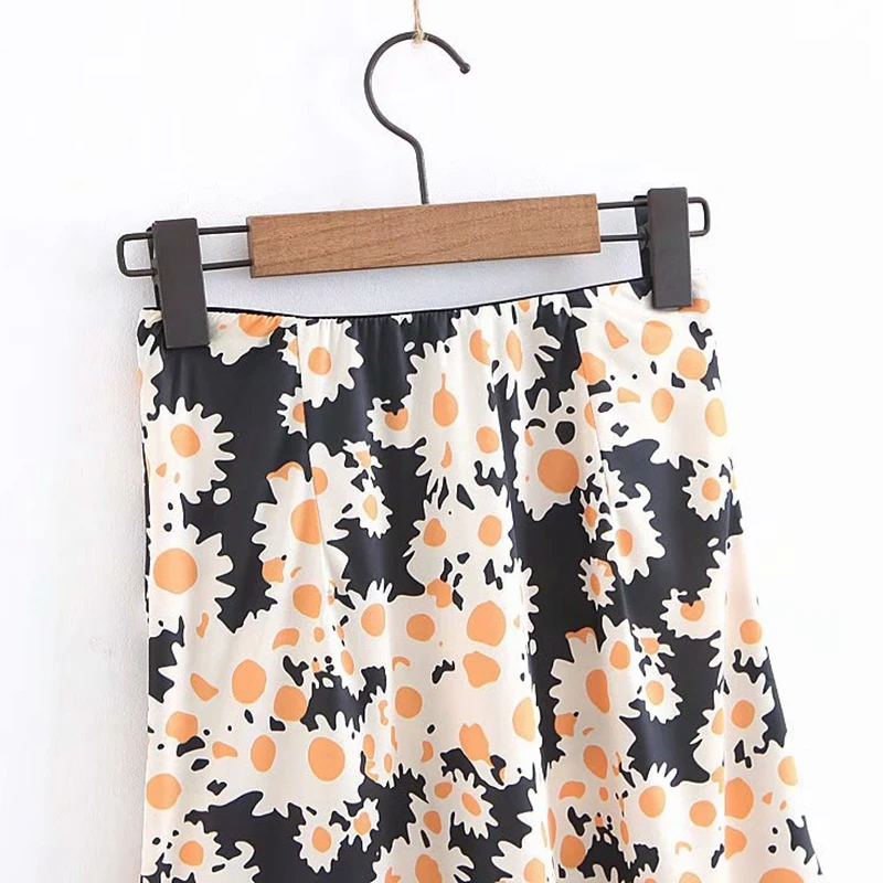 Summer Beach Vintage Elastic High Waist Skirt Leoprad Floral Print Skirts Womens Wild Things New Korean Fashion