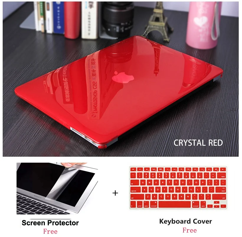 3 в 1 Кристальный чехол для ноутбука+ Защитная пленка для экрана+ чехол для клавиатуры для Apple Macbook Pro retina Touch Bar 11 1,6 13 13,3 15 15,4 дюймов