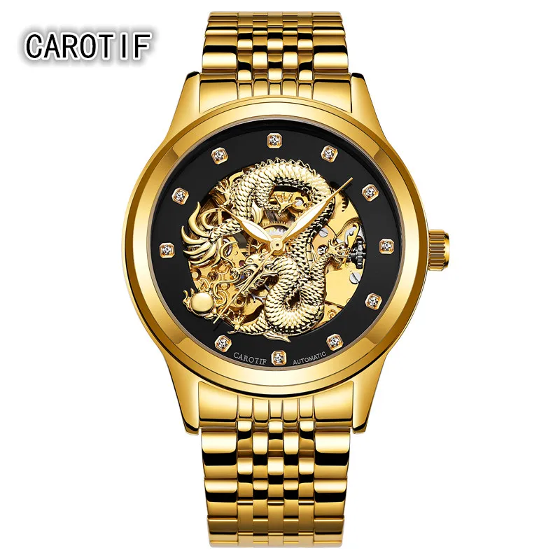 

Luxury Full Steel Stainless Automatic Mechanical Men's Watches Montre Homme Waterproof Gold Watch Men Dragon Male Clock Montre