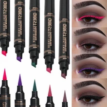12 цветов Подводка для глаз карандаш со штампом водонепроницаемый стойкий натуральный карандаш для глаз Матовый жидкий черный красный фиолетовый зеленый Seal Eyes Makeup